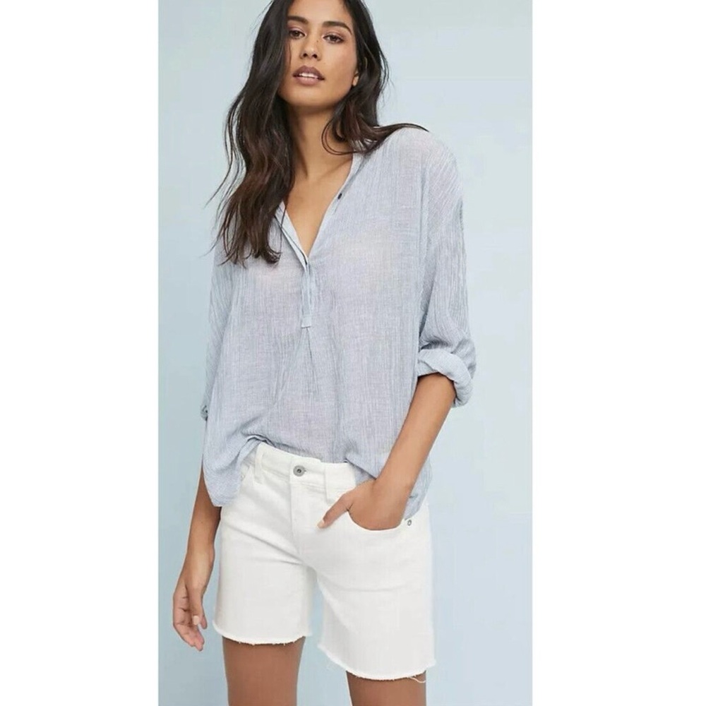 Anthropologie Pilcro High-rise Slim white denim shorts 27